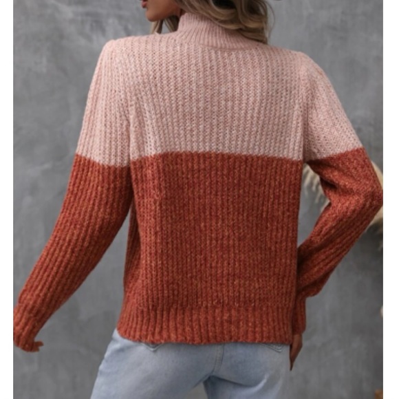 Luxe two tone color block knit sweater - Picture 5 of 6